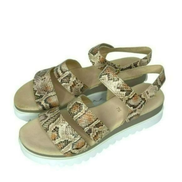 Gabor Snakeskin Tan Cross Strap Leather Open Platform Toe Sandals Size 7.5 - Picture 11 of 11